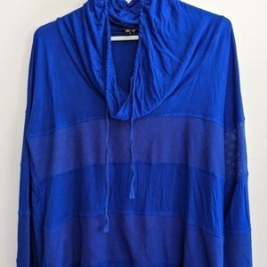 CABLE And Gauge Mesh Striped Cowl Neck Tunic